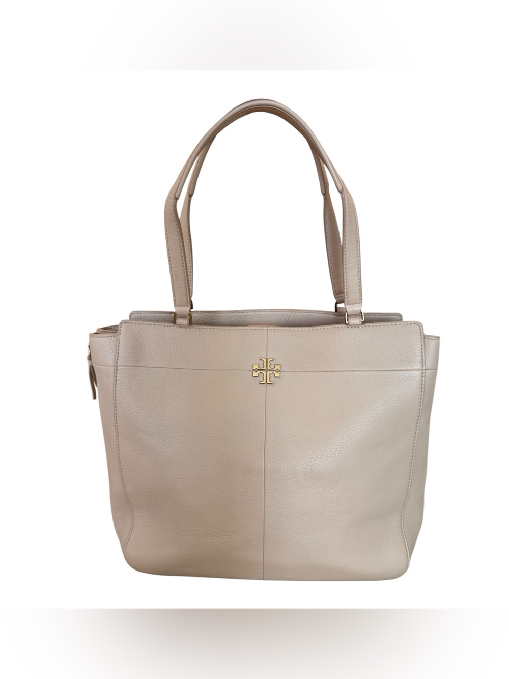 Tory Burch Ivy Side-Zip Leather Tote in Blush Pink Light Oak